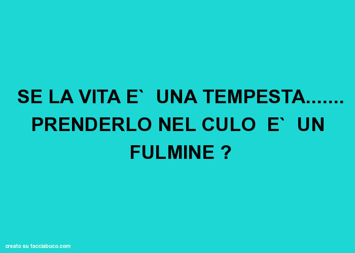 SE LA VITA E` UNA TEMPESTA… PRENDERLO NEL CULO E` UN FULMINE?