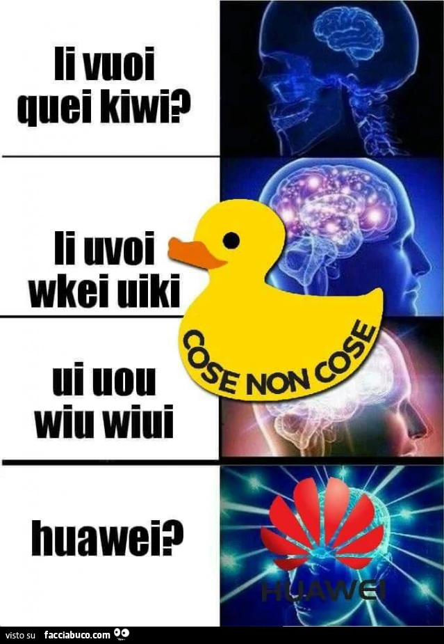 Li vuoi quei kiwi? Li uvoi wkei uiki? Ui uou wiu wiui? Huawei