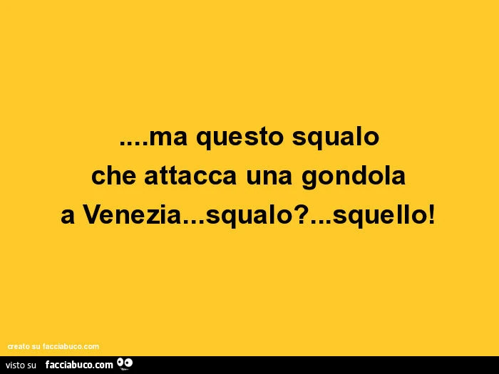 Ma questo squalo che attacca una gondola a venezia… squalo? … Squello