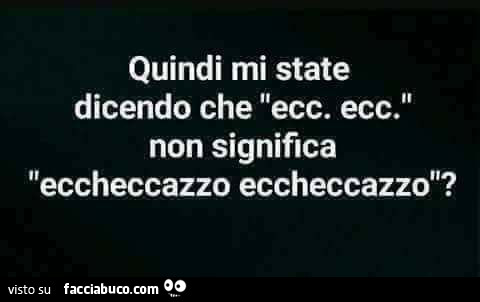 Quindi mi state dicendo che ecc ecc. Non significa eccheccazzo eccheccazzo?