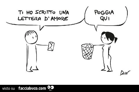Ti ho scritto una lettera d'amore. Poggia quì