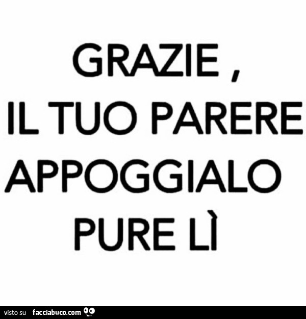 Grazie, il tuo parere appoggialo pure li