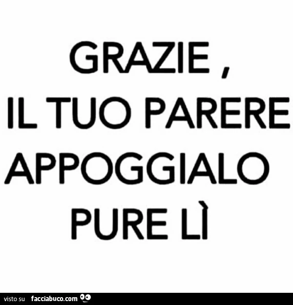 Grazie, il tuo parere appoggialo pure li