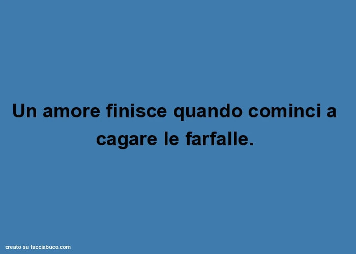 Un amore finisce quando cominci a cagare le farfalle