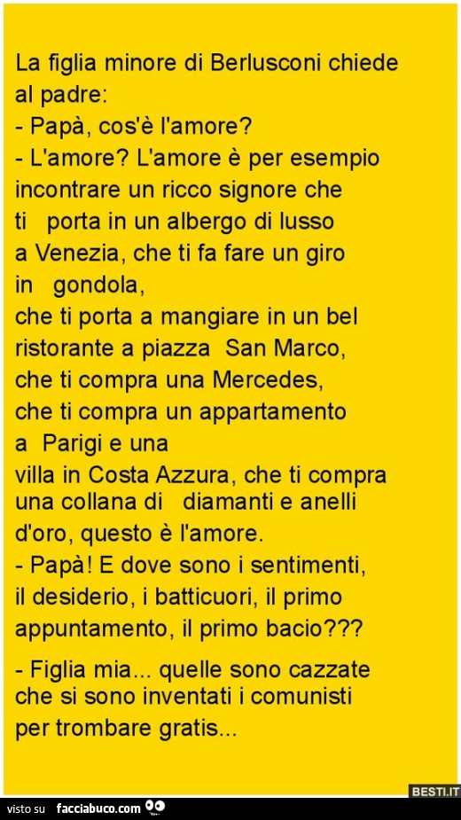 La figlia minore di berlusconi chiede al padre: papà cos'è l'amore?