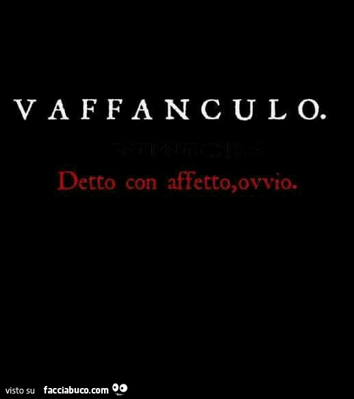 Vaffanculo. Detto con affetto ovvio