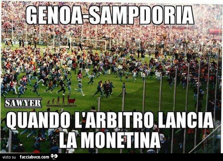 Genoa Sampdoria quando l'arbitro lancia la monetina