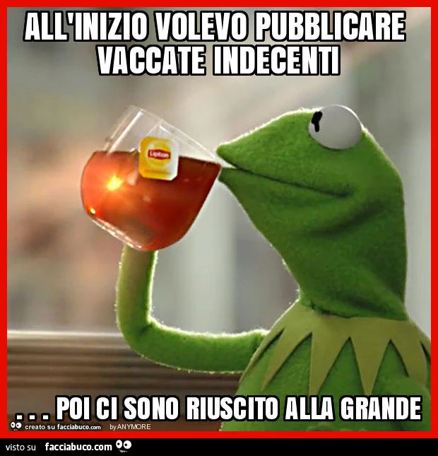 All'inizio volevo pubblicare vaccate indecenti&hellip; poi ci sono riuscito alla grande