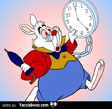Il bianconiglio con l'orologio in mano