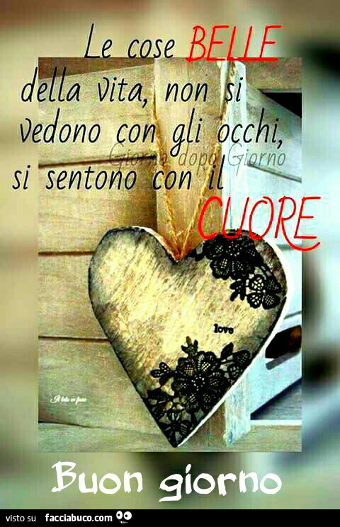 Le cose belle della vita, non si vedono con gli occhi si sentono con il cuore. Buon giorno