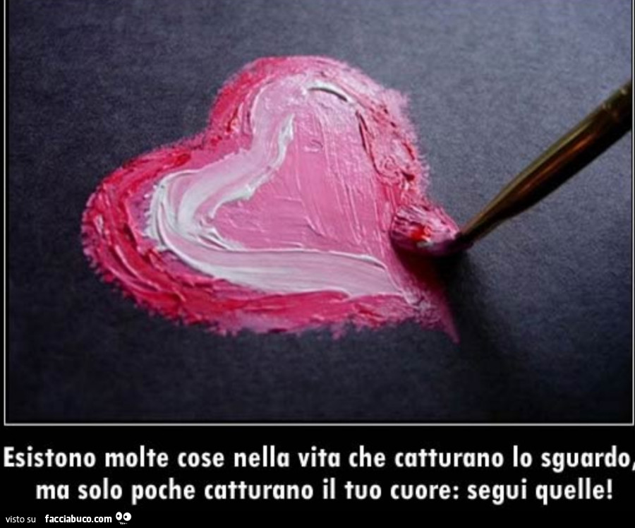 Esistono molte cose nella vita che catturano lo sguardo, ma solo poche catturano il tuo cuore: segui quelle