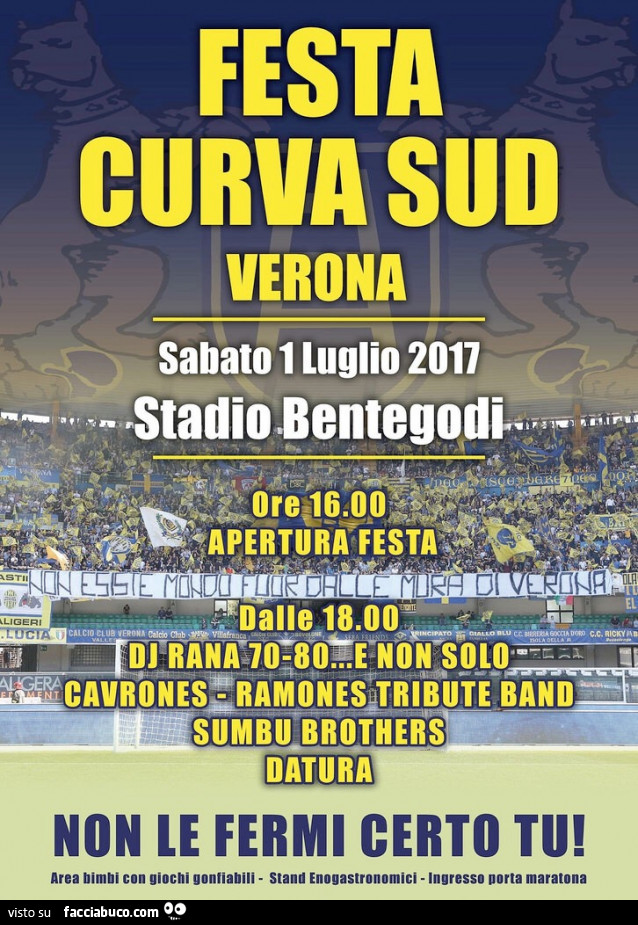 Festa Curva Sud Verona. Sabato 1 Luglio 2017. Stadio Bentegodi