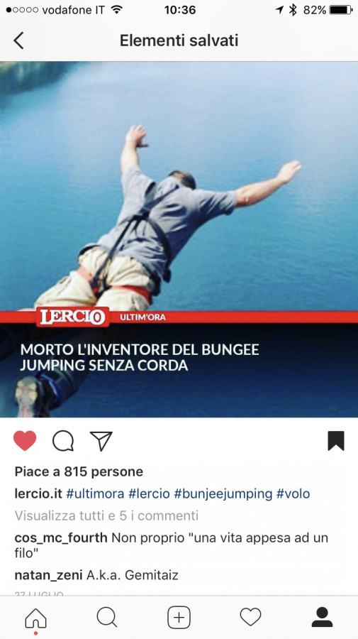 Morto l'inventore del bungee jumping senza corda
