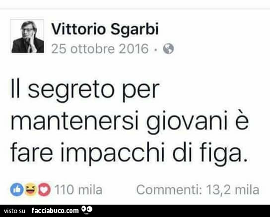 Vittorio Sgarbi: il segreto per mantenersi giovani è fare impacchi di figa
