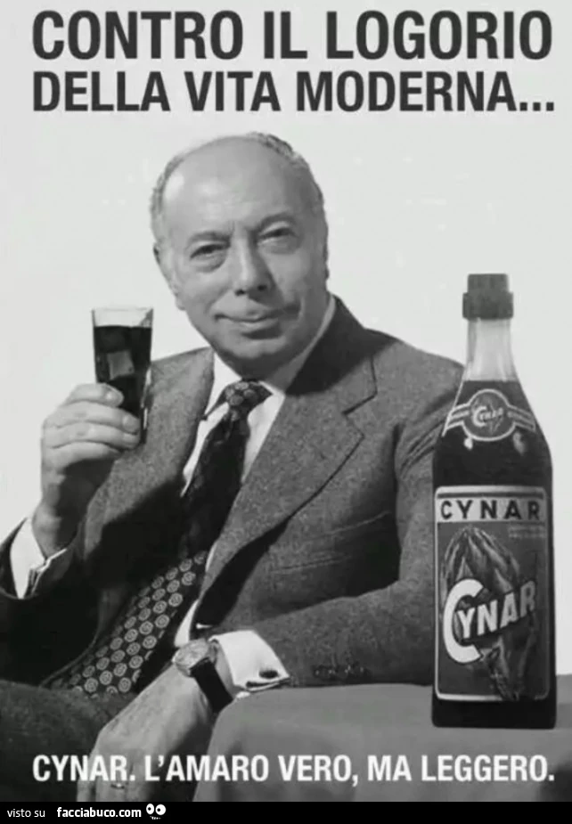 Contro il logorio della vita moderna&hellip; Cynar, l'amaro vero, ma leggero