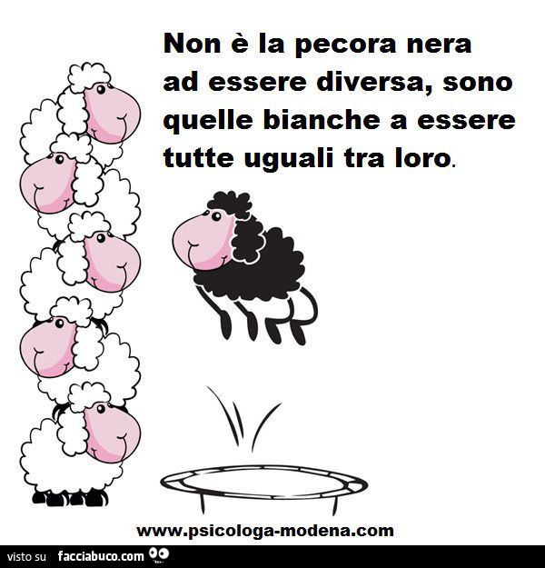 Non è la pecora nera ad essere diversa, sono quelle bianche a essere tutte uguali tra loro