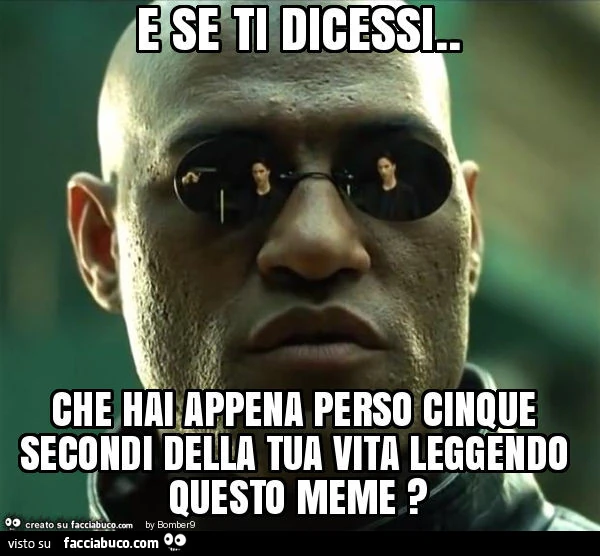 E se ti dicessi. Che hai appena perso cinque secondi della tua vita leggendo questo meme?