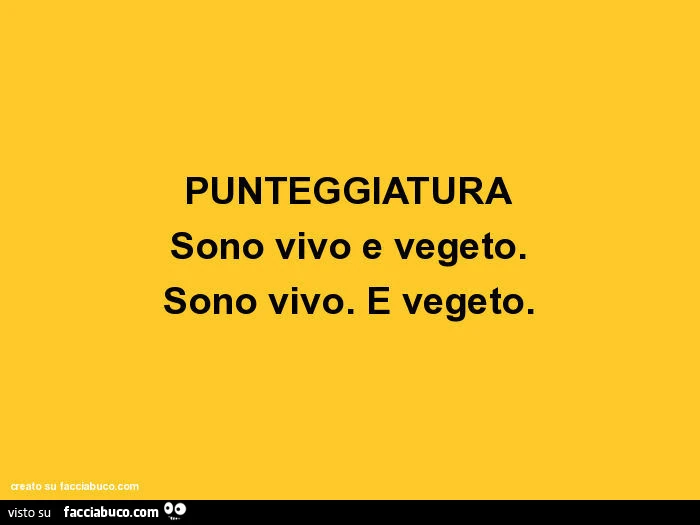 Punteggiatura. Sono vivo e vegeto. Sono vivo. E vegeto