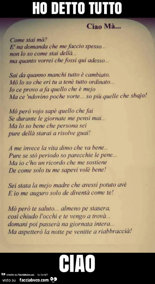 Ho detto tutto ciao