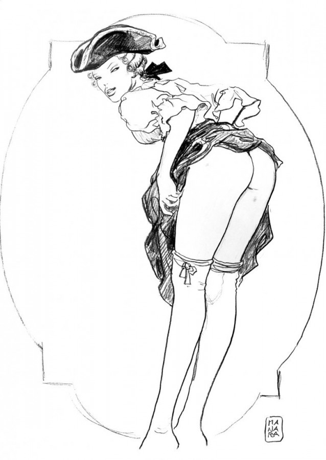 Piratessa mostra il sedere. By Manara