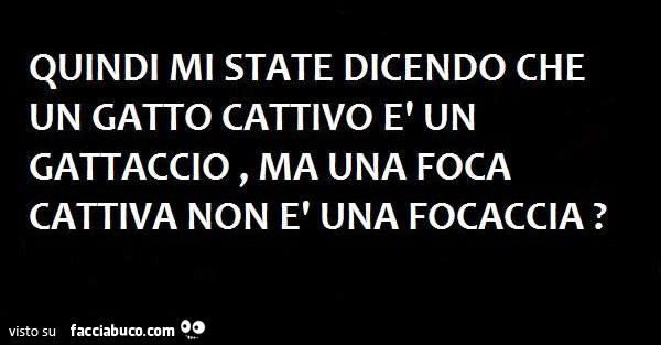 Quindi mi state dicendo che un gatto cattivo è un gattaccio, ma una foca cattiva non è una focaccia? Non niente di speciale ad essere normale