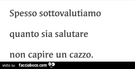 Spesso sottovalutiamo quanto sia salutare non capire un cazzo