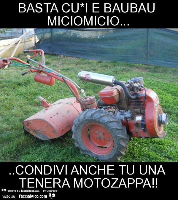 Basta cu*i e baubau miciomicio&hellip; condivi anche tu una tenera motozappa