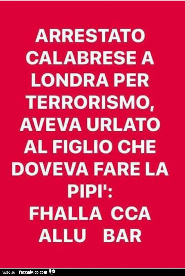 Arrestato calabrese a londra per terrorismo, aveva urlato al figlio che doveva fare la pipì: fhalla cca allu bar