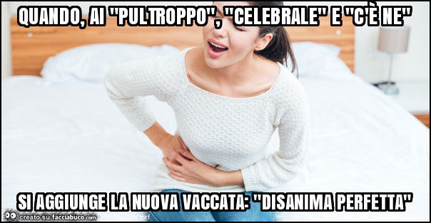 Quando, ai "pultroppo", "celebrale" e "c'è ne" si aggiunge la nuova vaccata: "disanima perfetta"