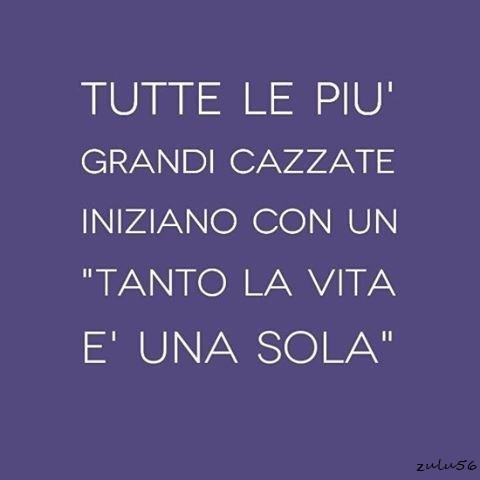 Tutte le più grandi cazzate iniziano con un tanto la vita è una sola