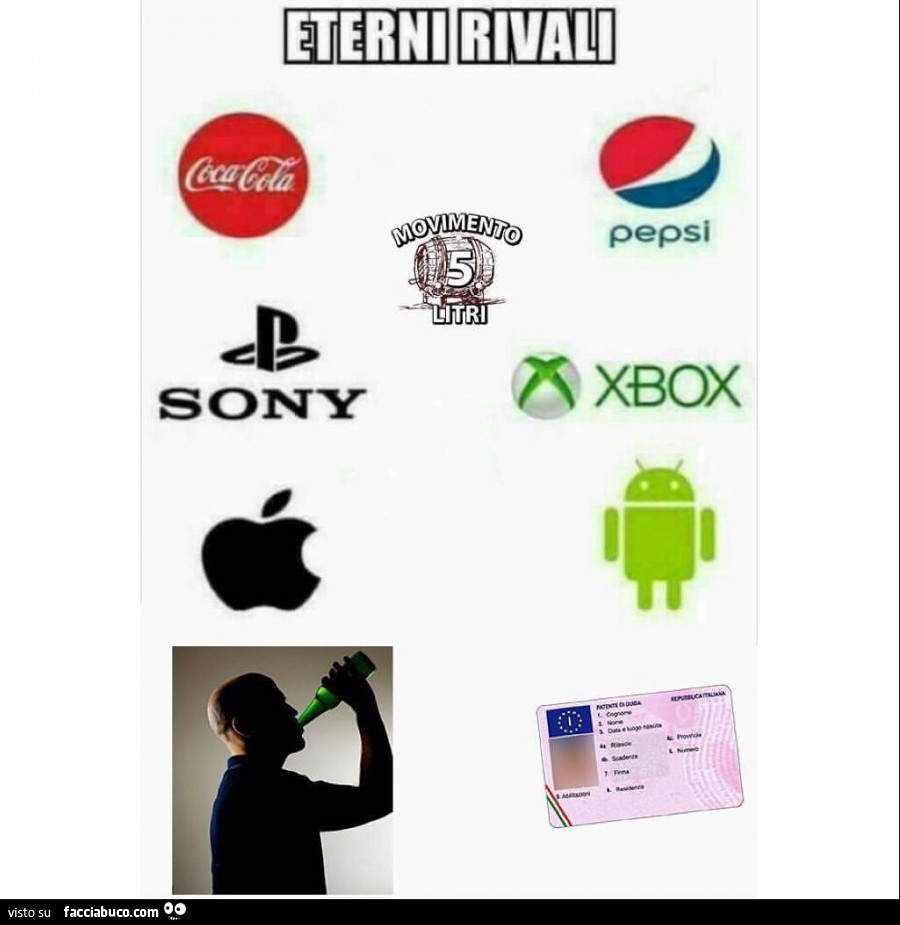 Eterni rivali. Coca Cola e Pepsi, Sony PlayStation e Xbox. Apple e Android. Alcool e patente