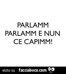Parlamm parlamm e nun ce capimm