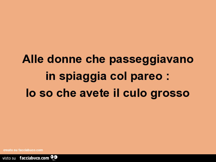 Alle donne che passeggiavano in spiaggia col pareo: lo so che avete il culo grosso