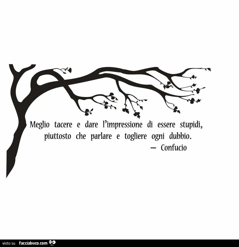 Meglio tacere e dare l'impressione di essere stupidi, piuttosto che parlare e togliere ogni dubbio. Confucio