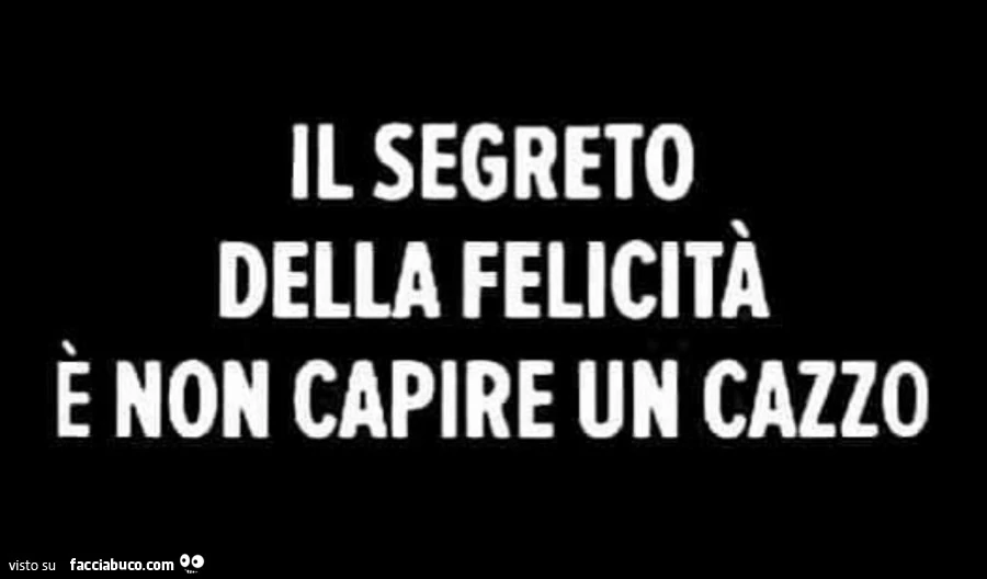 Il segreto della felicità è non capire un cazzo