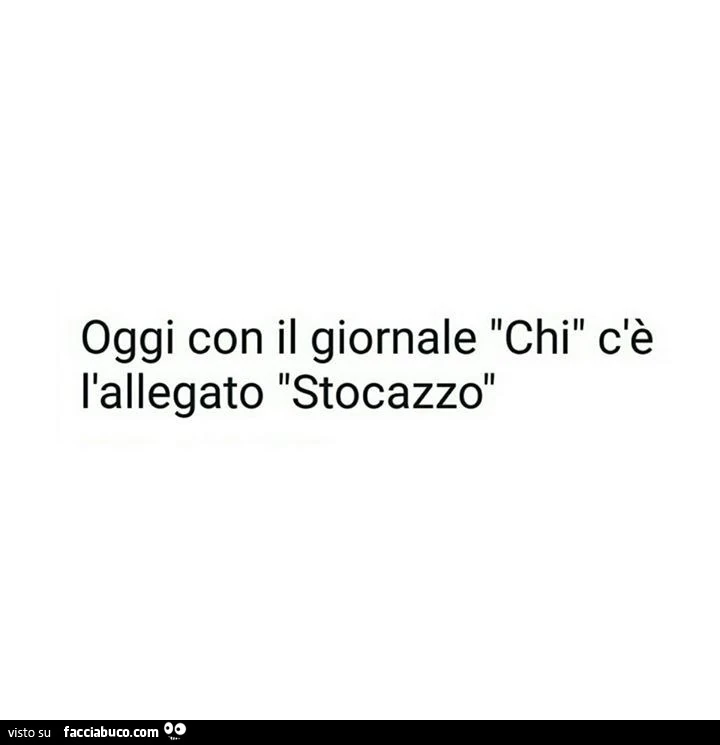 Oggi con il giornale Chi c'è l'allegato Stocazzo
