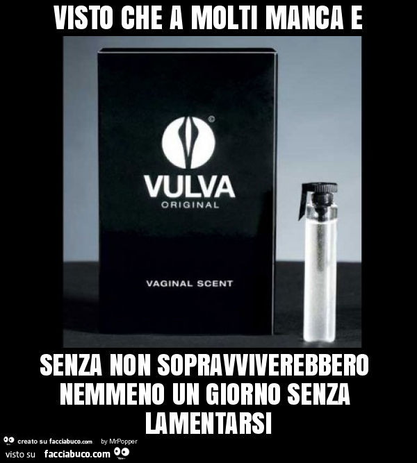 Visto che a molti manca e senza non sopravviverebbero nemmeno un giorno senza lamentarsi