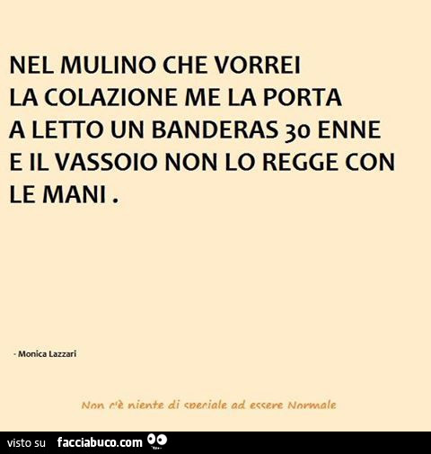 Nel mulino che vorrei la colazione me la porta a letto un banderas 30 enne e il vassoio non lo regge con le mani
