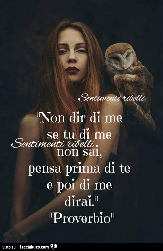 Non dir di me se tu di me non sai, pensa prima di te e poi di me dirai