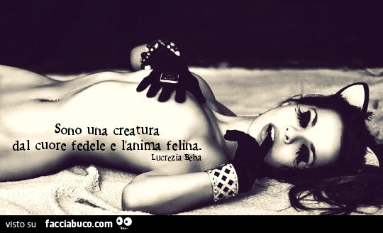 Sono una creatura dal cuore fedele e l'anima felina. Lucrezia Beha