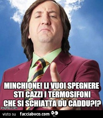 Minchione! Li vuoi spegnere sti cazzi i termosifoni che si schiatta du caddu?