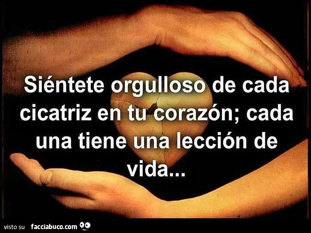 Sentiti orgoglioso di qualche cicatrice nel tuo cuore; qualcuna rappresenta una lezione di vita