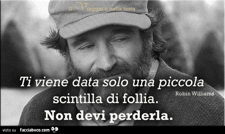 Ti viene data solo una piccola scintilla di follia. Non devi perderla. Robin William