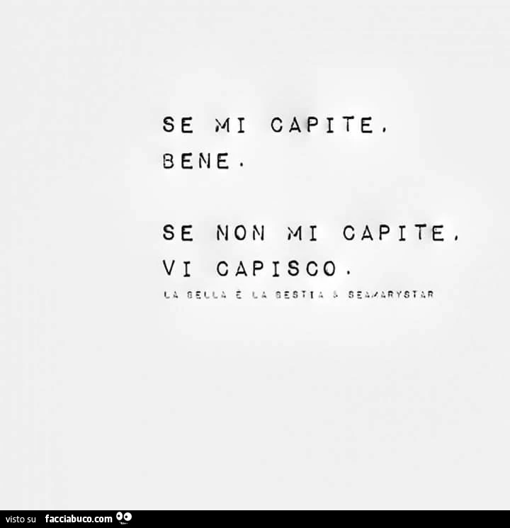 Se mi capite bene. Se non mi capite vi capisco