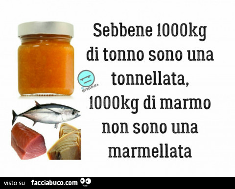 Sebbene 1000kg di tonno sono una tonnellata, 1000kg di marmo non sono una marmellata