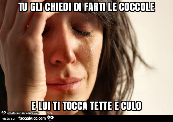 Tu gli chiedi di farti le coccole e lui ti tocca tette e culo