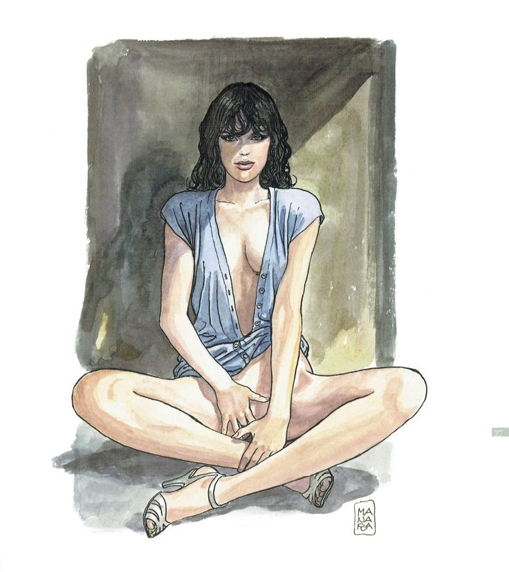 Si tocca la figa. Disegno di Manara