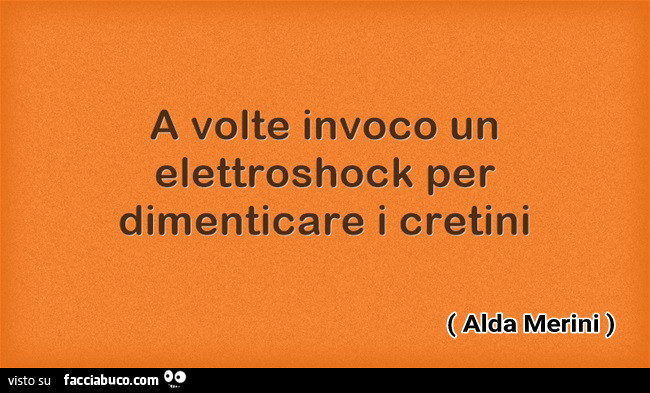 A volte invoco un elettroshock per dimenticare i cretini. Alda Merini