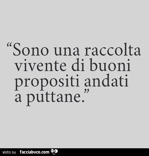 Sono una raccolta vivente di buoni propositi andati a puttane