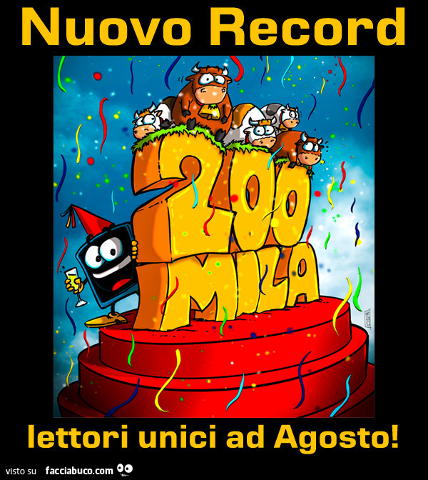 Nuovo record per Facciabuco. Oltre 200.000 lettori unici ad Agosto 2017